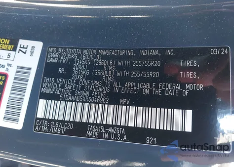 2024 Toyota Grand Highlander Limited from USA, damaged, VIN 5TDAAAB5XRS046963